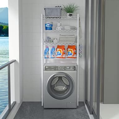 Hodonas Over The Toilet Storage, Bathroom Organizer Shelves Space Saver Over Toilet, Above Toilet Storage Rack, Over-The-Toilet Storage Shelf, White - Image 7