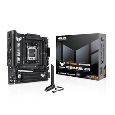 ASUS TUF Gaming B850M-PLUS WiFi AMD AM5 B850 mATX Motherboard, 14+2+1 80A DrMOS Stages, DDR5, PCIe 5.0, 3X M.2, Wi-Fi 6E, 2.5Gb LAN, DP, HDMI™, USB 10Gbps & 20Gbps Type-C®, BIOS Flashback™, Aura Sync - Image 1