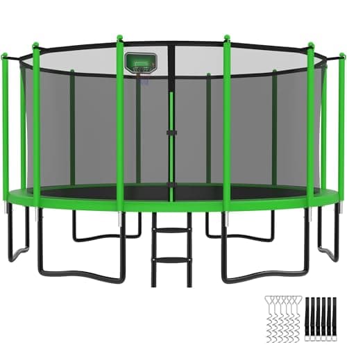 YORIN Tranpoline 16FT, Outdoor Tranpoline for Kids and Adults 1500LBS Tranpoline with Basketball Hoop, Enclosure Net, Back Yard Heavy Duty Recreational Tranpolines, ASTM Approved - Image 1