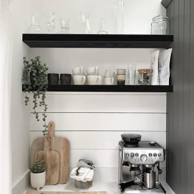 QEEIG Floating Shelves for Wall 35.4" Long - Wall Mounted Shelf Bathroom Kitchen Living Room Bedroom Farmhouse Home Decor Display Bookshelf Large 35.4 x 9.3 inch Set of 2, Black (008-90B) - Image 5