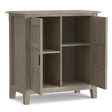 SIMPLIHOME Burlington SOLID WOOD 30 inch Wide Transitional Low Storage Cabinet in Distressed Grey for the Living Room, Entryway and Family Room - Image 4