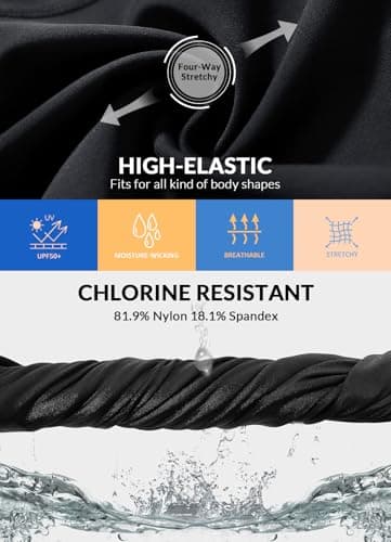 baleaf Women's 8" High Waisted Swim Shorts Bottoms Tummy Control Long Rash Guard Shorts with Pockets Swimsuits Tankini Bottoms Bathing Suits UPF 50+ Black L - Image 4