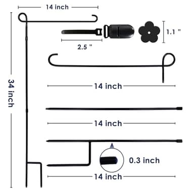 YEAHOME Garden Flag Holder Stand, Premium Yard Flag Holder Weather-Proof Metal Powder-Coated Flagpole with Clip and Stopper for Christmas Garden Flag, Outdoor Garden Decor Decoration - Image 5