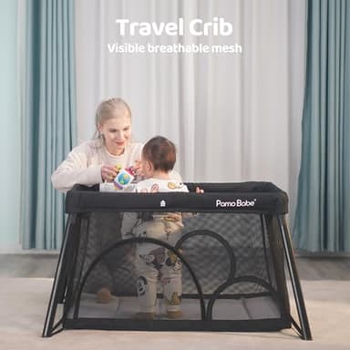 Pamo Babe Travel Crib Lightweight Playpen Baby Playard with Bassinet Portable Mini Playard - Image 7
