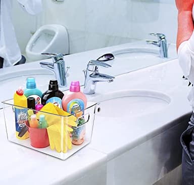 Clear Plastic Storage Bins, Perfect for Kitchen Organization or Pantry Organization and Storage, Laundry Room, Fridge, Freezer Organizer Plastic Storage Containers for Organizing, Cabinet Organizers - Image 5