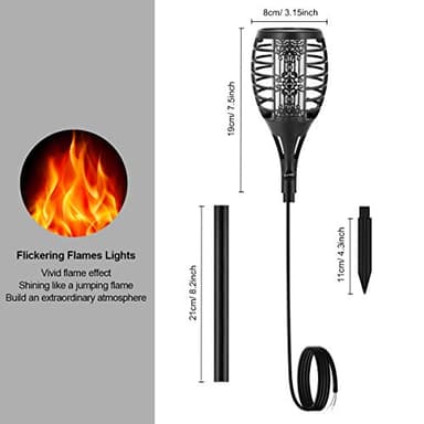 LUYE Low Voltage Torch Landscape Lights 12V Outdoor Wired LED Torches Pathway Lights IP65 Waterproof Flickering Flame Torch Light Low Voltage Landscape Lighting Christmas Decoration Light (6Pack) - Image 3