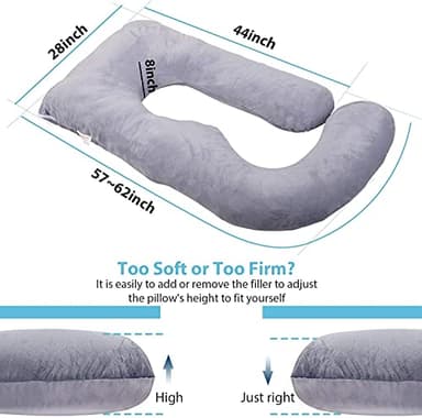 Jcickt Pregnancy Pillow J-Shaped Full Body Pillow, 59 inch with Velvet Cover Easy to Remove and Wash, Support Pregnant Women's Backs Legs and HIPS, Improve Sleep,Pregnancy Pillow for Women ，Gray - Image 6