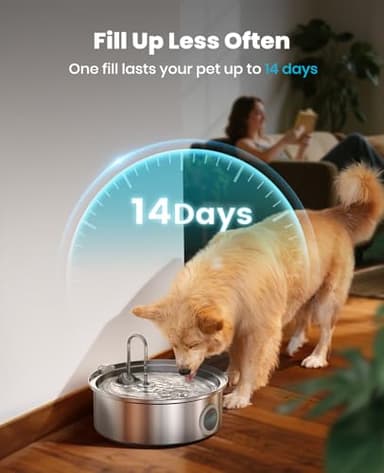 oneisall Dog Water Fountain, 7L/230oz/1.8G Quiet Dog Fountain Water Bowl, Stainless Steel Dog Water Fountain with Visual Water Level&Triple Filtration for Large Medium Small Breed Dogs Pets - Image 3