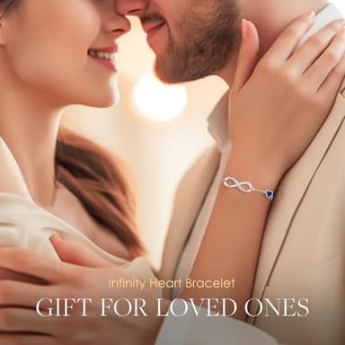 CDE Infinity Heart Symbol Charm Link Bracelet for Women 925 Sterling Silver Adjustable Mother's Day Gift Anniversary Jewelry Christmas Birthday Gifts for Wife Girlfriend Her - Image 3