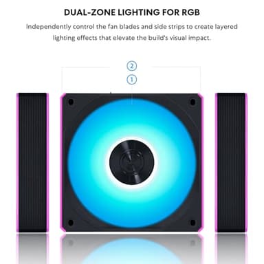 Lian Li UNI Fan CL120 ARGB 120mm PWM Fans - Triple Pack (Reverse Blade) - 2.4 GHz Wireless Signal RGB & PC Case Fans Control - Daisy-Chain - Controller Included and Required - Black (12RCL1W3B) - Image 3