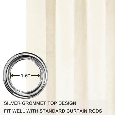 SMILETIME Ivory White 90in Long Velvet Curtains with Grommet, Thermal Insulated Super Soft Privacy Noise Reducing Light Filtering Velvet Curtains for Living Room, 2 Panels, Each 52 x 90inches Long - Image 3