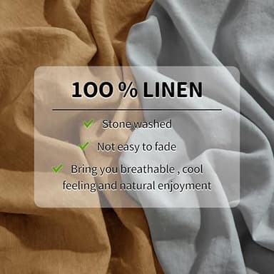 LBRO2M 100% Linen Sheet Set Queen Size,Bed Sheets 4 Piece Sets,Solid Color Natural Flax Bed Sheets Soft Breathable Bedding,16" Deep Pocket,All Season (Queen, Rust) - Image 5