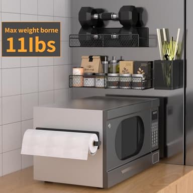 Magnetic Spice Rack for Refrigerator, 6 Pack 100% Metal Strong Magnet Shelf Black, Space Saving Spice Organizer, Home Kitchen Laundry Room Storage Organization W/ Paper Towel Holder, Utensils Racks - Image 4