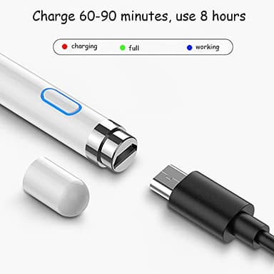DOGAIN Active Digital Stylus Pen for Touchscreen, Stylus Pencil for Apple iPad mini/Pro/Air, Samsung, iPhone, Android and Most Phone & Tablet, 1.5mm Fine Point Rechargeable Pens - White - Image 2