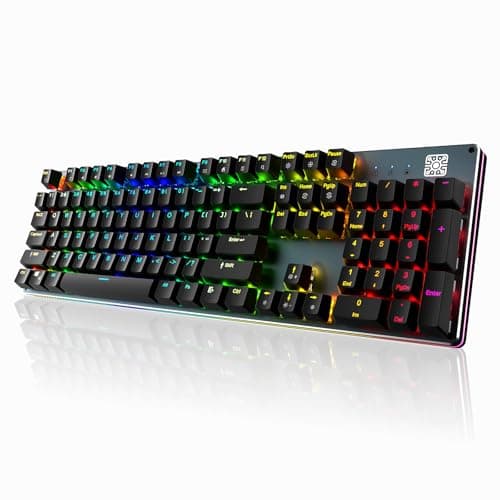 Black Emblem Mechanical Gaming Keyboard with Linear Red Switches, RGB Backlit Full Size 104 Key Programmable Wired Keyboard with Aluminum Base for Gaming/Typing/PC/Mac - Image 1