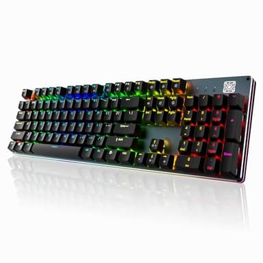 Black Emblem Mechanical Gaming Keyboard with Linear Red Switches, RGB Backlit Full Size 104 Key Programmable Wired Keyboard with Aluminum Base for Gaming/Typing/PC/Mac - Image 1