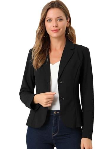 Allegra K Women's Work Office Blazers Stretch Lapel Collar Long Sleeve Jacket Suit Blazer X-Small Black - Image 1