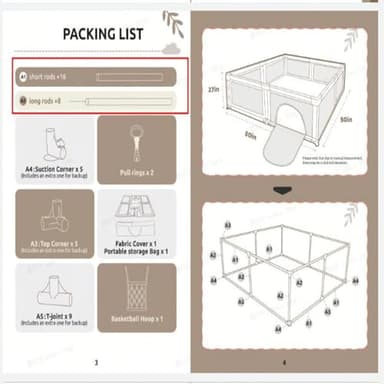 Joypony Baby Playpen with Mat, 50x50 in Small Play Pen for Babies, Toddler Playpen for Apartment, Indoors Play Yard with Soft Breathable Mesh (Beige with Mat) - Image 8