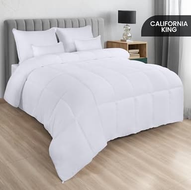 Utopia Bedding Comforters California King Size, All Season Duvet Insert, Down Alternative Box Stitched Bed Comforter with Corner Tabs, Machine Washable (White) - Image 2