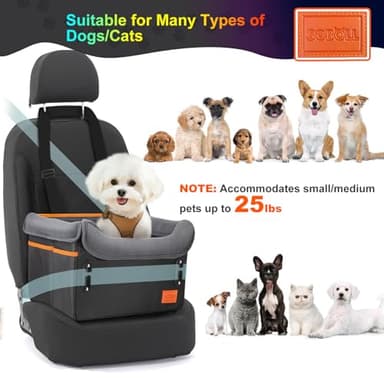 Dog Car Seat - Small Dogs Waterproof Booster Clip-on Harness and Thick Memory Foam Padding Pet Travel Bed Small Dog Car Seat Cover (Black, Small) - Image 5