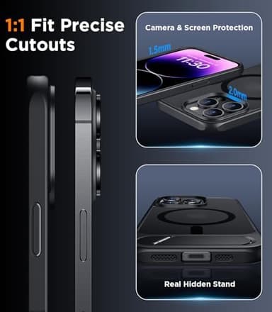 Temdan Magnetic Compatible with iPhone 14 Pro Max Case, [Built-in Invisible Kickstand][Compatible with MagSafe] [Military Grade Shockproof] Slim Translucent Matte Phone Case for iPhone 14 Pro Max 6.7" - Image 6