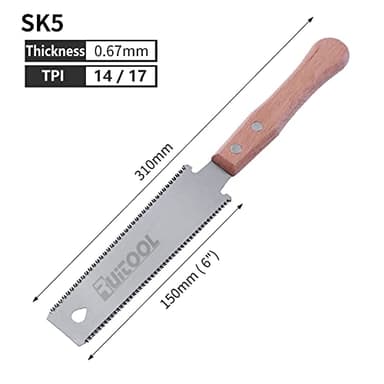 RUITOOL Japanese Hand Saw 6 Inch Double Edge Sided Pull Saw Ryoba SK5 Flexible Blade 14/17 TPI Flush Cut Beech Handle Wood Saw for Woodworking Tools - Image 3