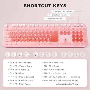 MOWUX Wired Keyboard with Backlit, Light Up Computer Keyboards with Multimedia Keys, Full Size Wired Keyboard with Illuminated LED, Plug and Play, Anti-Wear Letters for Laptop, Desktop- Pink Colorful - Image 6