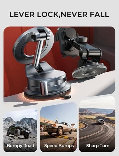 LISEN Vacuum Magnetic Car Phone Holder, SuctionPro Magsafe Car Mount 360 Adjustable Phone Mount for Car Accessories/Truck/Jeep/Windshield/Mirror/Kitchen/Gym, Gifts for iPhone 17 Pro Max 16 15 14 13 - Image 6