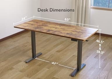 YDN Standing Desk, Electric Adjustable Height Stand up Desk, 63x24 Inches Sit Stand Home Office Desk with Splice Board, Rustic Brown Top - Image 3