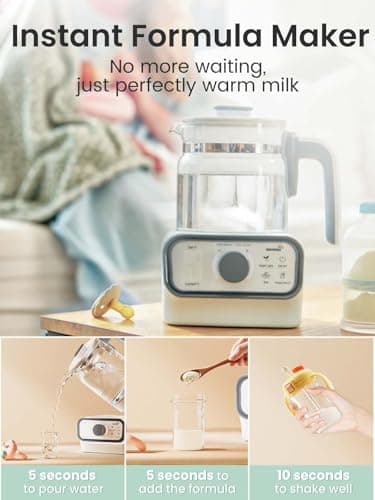 GROWNSY Baby Instant Warmer, Glass Water Boiler with Accurate Temperature Control for Formula, Coffee and Tea, 1.3 Liter Electric Kettle with LCD Display and Timer - Image 2