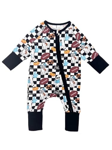 Bow Dream Halloween Baby Girl Clothing Bamboo Rayon Newborn outfit Infant boy Outfits Baby boy Romper Footies Jumpsuit Halloween Ghost Rugby - Image 3
