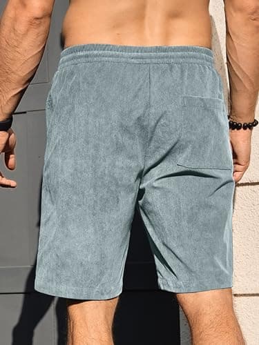 PLEPAN Running Shorts for Men Casual Drawstring 7 inchinseam Summer Beach Shorts Men Light Blue 3X-Large - Image 3