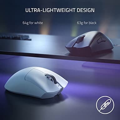 Razer DeathAdder V3 Pro Gaming Mouse: 63g Ultra Lightweight - Focus Pro 30K Optical Sensor - Fast Optical Switches Gen-3 - HyperSpeed Wireless - 5 Programmable Buttons - 90 Hr Battery - Black - Image 3