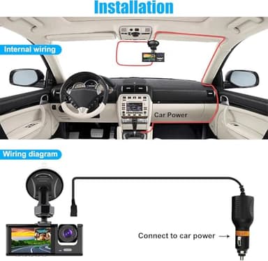 Dual Dash Camera for Car Front and Inside Dash Cam Car Security Video Recorder with Audio 1080P Vehicle Cam Plug and Play, WDR, Night Vision, G-Sensor Auto Lock, 2 Inch Screen - Image 6