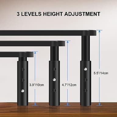 Bracwiser Monitor Stand Riser, Metal Computer Stand, 3 Height Adjustable Screen Riser with Mesh Platform for PS4, Laptop, Printer, Notebook and All Flat Screen, Holds Up to 20KG - Image 2