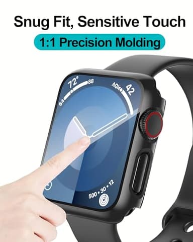 Smiling 2 Pack Case Built in Tempered Glass Screen Protector Compatible with Apple Watch Series 3/Series 2 42mm, Hard PC Case Overall Protective Cover- Black - Image 5