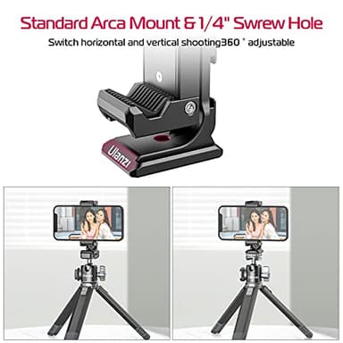 Metal Phone Tripod Mount 3 Cold Shoes & Arca Port, 360° Smartphone Tripod Adapter for iPhone 17 16 15 Samsung Cell Phone Stand Holder for Desktop Video Live Streaming Vlogging Rig - Image 2