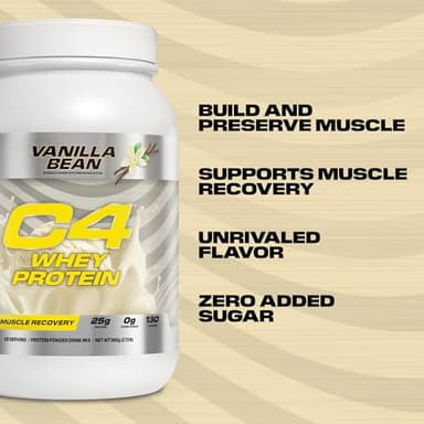 Cellucor C4 Whey Protein Powder, Vanilla Bean - 25g Protein, 0g Added Sugar, 130 Calories Per Serving, Supports Muscle Recovery, 28 Servings, Premium Whey for Post-Workout - Image 5