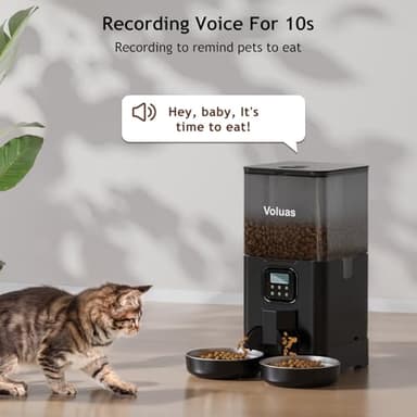 Voluas Automatic Cat Feeder for Two Cats, Double Pet Feeder with 2 Stainless Steel Bowls,6L Timed Cat Feeders with Memory Function - Image 7