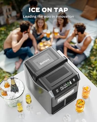 Silonn Battery-Powered Ice Maker with 4-Power, RV Ice Maker Countertop 12V/24V Car Charger 100-240V AC Solar-Ready, Portable Ice Machine 9 Cubes/6 Mins 22lbs/Day Auto-Clean for Camping RV Home Outdoor - Image 3