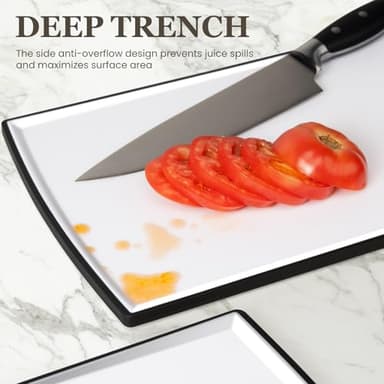 Non Slip Cutting Board, Kikcoin Extra Large Plastic Cutting Boards for Kitchen Dishwasher Safe Chopping Board Set of 3 with Juice Grooves, Easy Grip Handle - Image 3