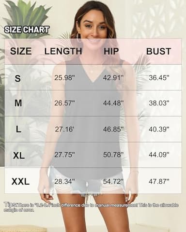 EyMuse Women's Casual Tank Tops Summer V Neck Sleeveless Tunic Flowy Loose Blouse,Black,M - Image 5
