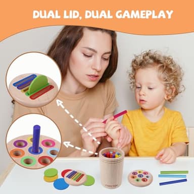 YHHYTOY Montessori Toys for 3 Year Old, Dual Play Wooden Educational Color Sorting Toy Toddler Preschool Learning Activities, Fine Motor Skills Sensory Toys for Toddlers 3-5 Girl Boy Birthday Gifts - Image 2