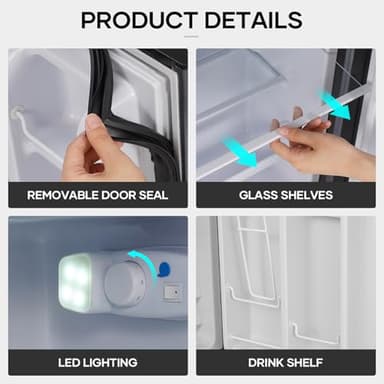 BODIOO Fridge with Freezer, 2.8 Cu.Ft, 7 Settings Temperature Adjustable, 2 Doors, Low Noise, Refrigerator for Living Room,Office,Kitchen and Apartment, Dark Gray - Image 4