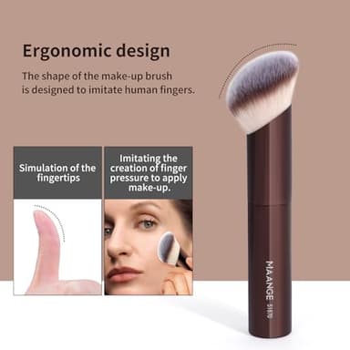 MAANGE 20 PCS Foundation Makeup Brush Set, Double-ended Kabuki Contour Brush for Liquid Powder Concealer Blending Blush Face Makeup Tools (Coffee) - Image 4