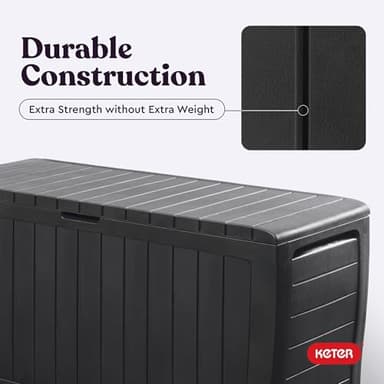 Keter Marvel Plus 71 Gallon Resin Deck Box-Organization and Storage for Patio Furniture Outdoor Cushions, Throw Pillows, Garden Tools and Pool Toys, Dark Grey - Image 8