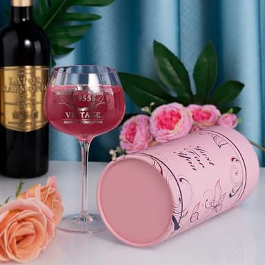 70TH Birthday Gifts for Women, Vintage 1955 Engraved 70th Wine Glass, 70 Year Old Birthday Decorations For Her, Funny 70 Bday Gifts Idea For Women, Friends, Daughter, Sister - Turning 70 Present - Image 3