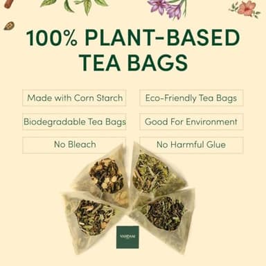 VAHDAM, Assorted Herbal Tea Variety Pack (6 Variants, 36 Tea Bags) Caffeine Free, Gluten Free, Non GMO | Eco Friendly Long Leaf Pyramid Tea Bags I Tea Gift Sets for Men and Women - Image 4