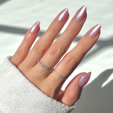 Glamnetic Press On Nails - Seaspell | Short Almond Pink Fake Nails with a Velvet Finish, Reusable Summer Nails | 15 Sizes - 30 Nail Kit with Glue - Image 1