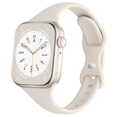 DYKEISS Sport Slim Silicone Bands Compatible for Apple Watch Band 38mm 42mm 40mm 44mm 41mm 45mm 49mm, Thin Soft Narrow Replacement Strap Wristband for iWatch Series 9/8/7/SE/6/5/4/3/2/1/Ultra Women - Image 1